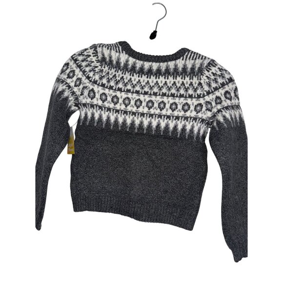 Sugar Moon Kids Fair Isle Sweater L (10-12) Gray & White Wool Blend Winter Knitw - Picture 5 of 5